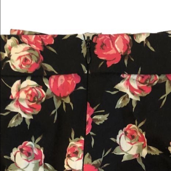 TOPSHOP cute mini floral skirt sash bow Black Rose Print Pink Red Ruched 4P - Picture 8 of 10